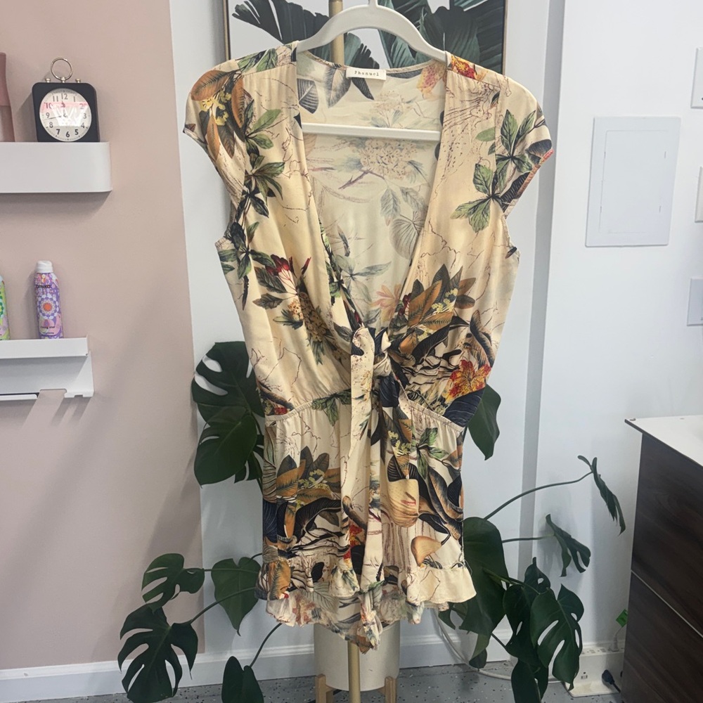 Phanuel Floral Jumpsuit in Cream and Green